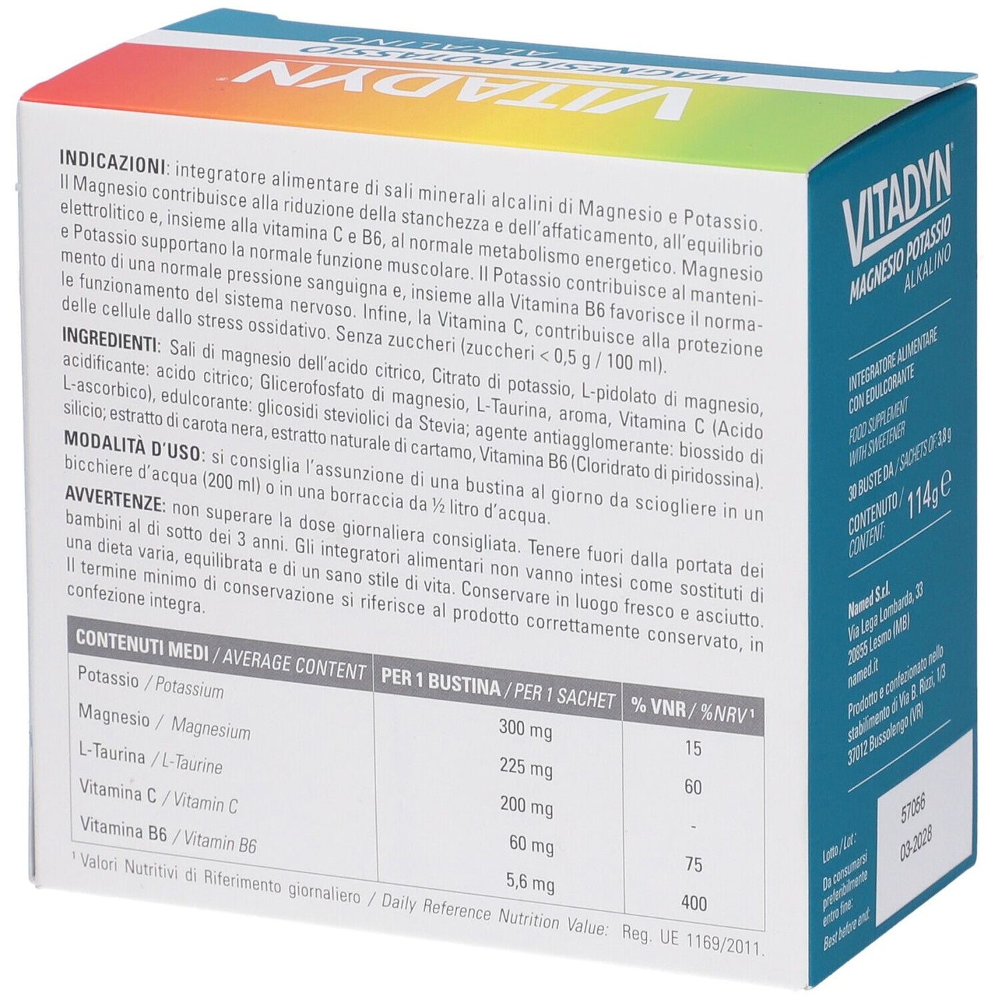 NAMED VITADYN MAGNESIO E POTASSIO ALKALINO GUSTO ARANCIA 30BST