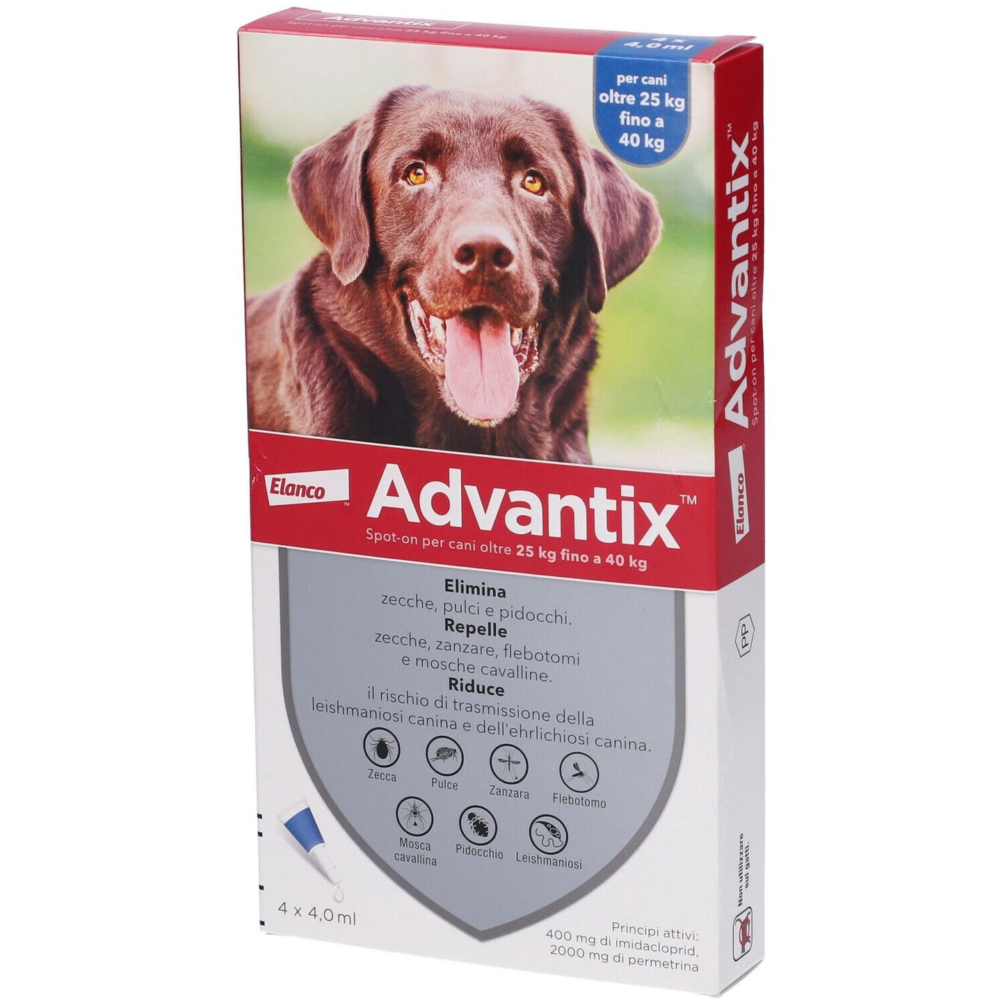 ADVANTIX SPOT ON PERCANI OLTRE 25KG FINO A 40KG 4 PIPETTE