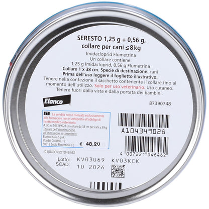 SERESTO collare antiparassitario 12,5 g (38 cm) cani (peso fino a 8 kg)
