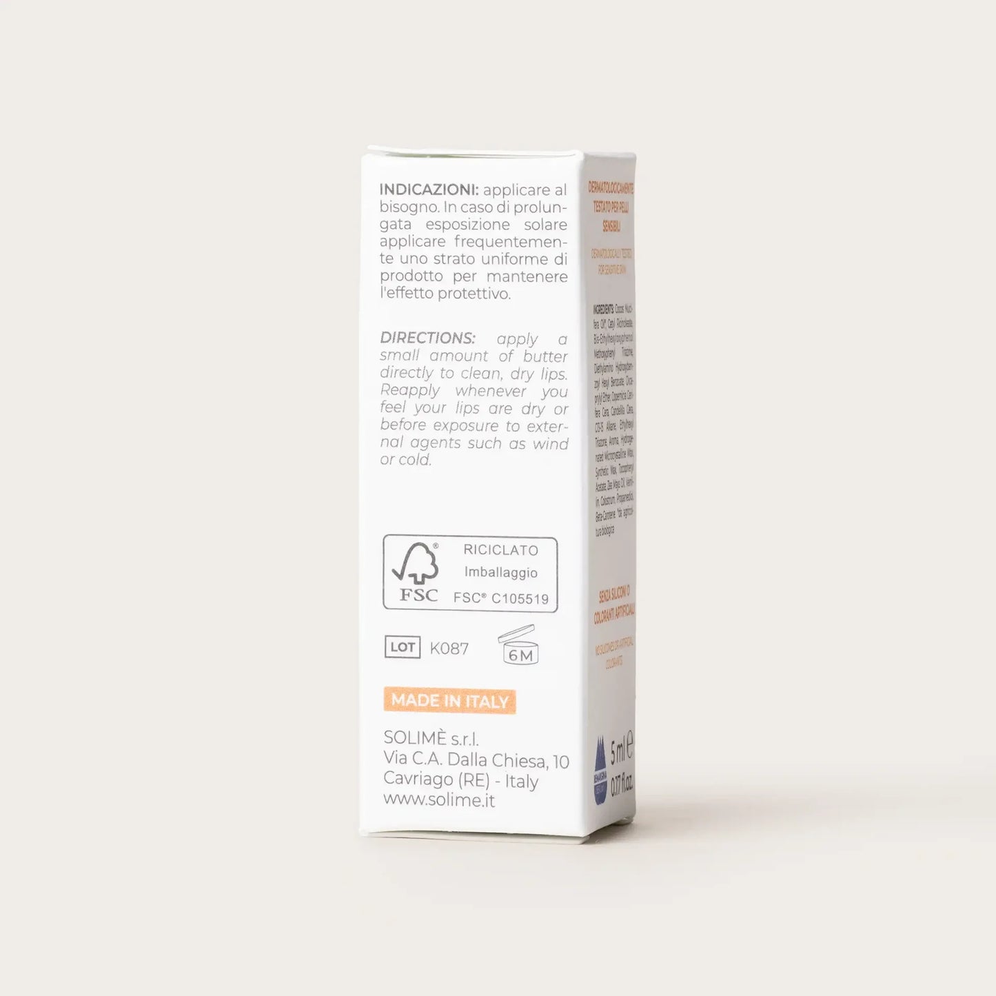 SOLIME Remargin® Burro Labbra Sole SPF 50