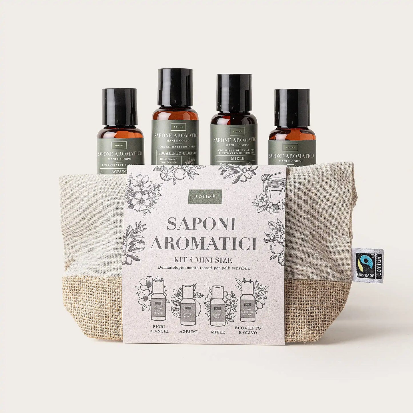 SOLIME' Saponi Aromatici - Kit 4 mini size con Beauty case